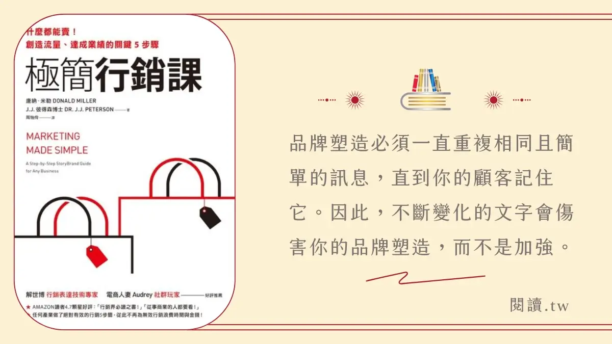 極簡行銷課電子書封面以及引用文字